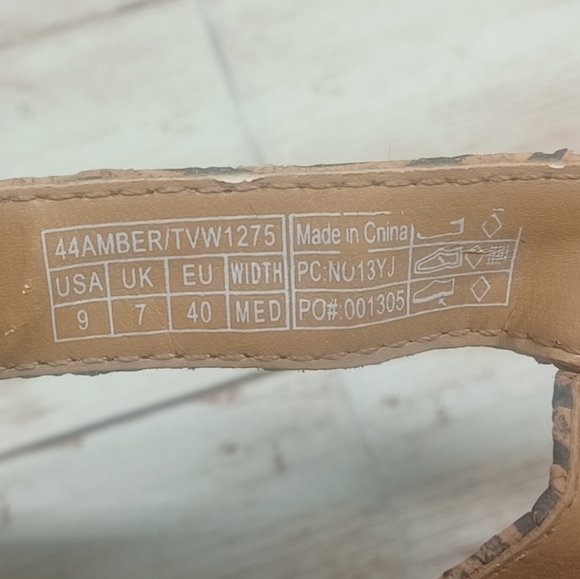 Vionic Orthotic Insole Footbed Brown Black Tan Cork Faux Woodgrain Size 9 Sandal - Picture 14 of 14